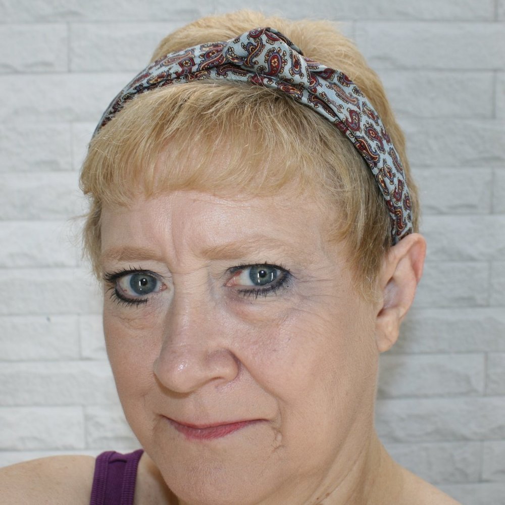 HAND CRAFTED Paisley Blue Knotted Headband Repurposed Necktie Hair Accessory